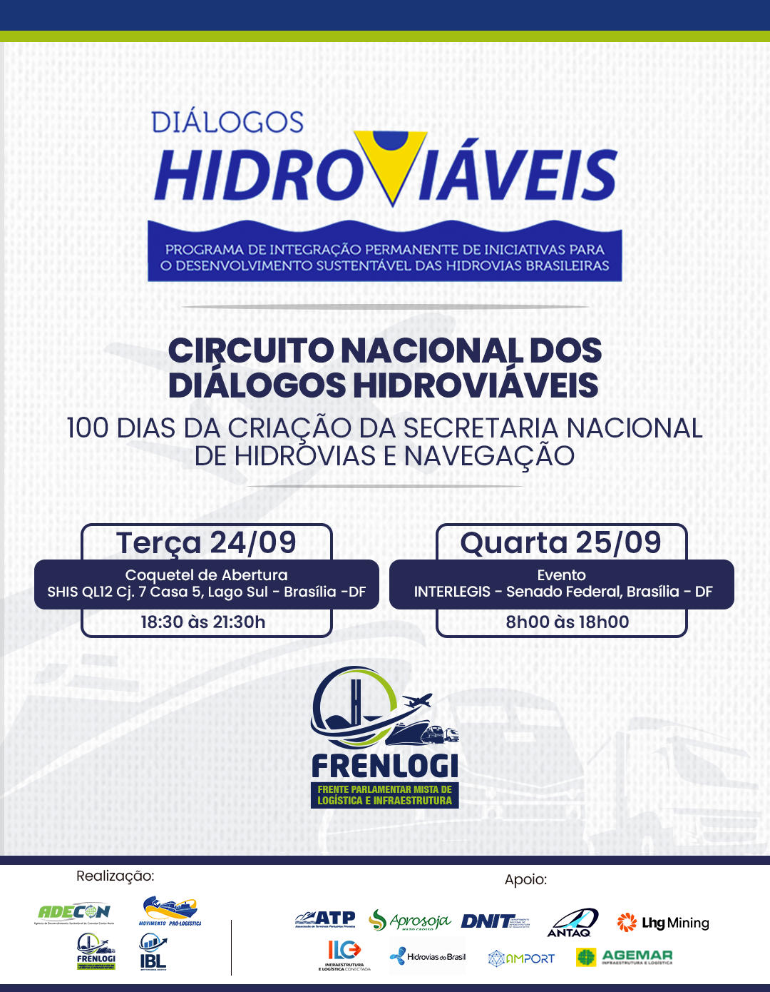 Você está visualizando atualmente Brasília sedia Circuito dos Diálogos Hidroviáveis nos dias 24 e 25 de setembro